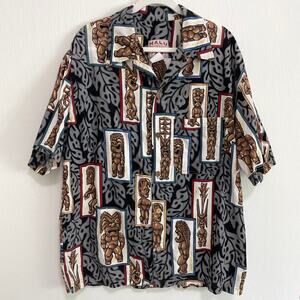 VTG Mens Tiki Hawaiian Aloha Shirt XL Luau Party Tropical Vacation USA Made